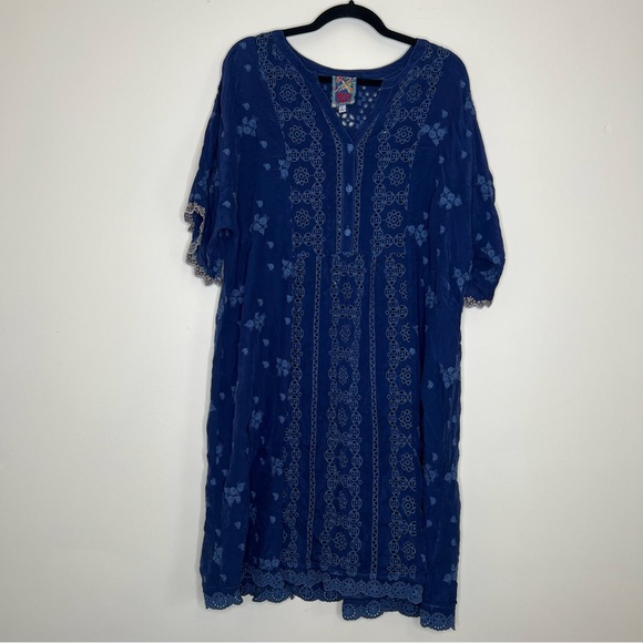 Johnny Was Riza Blue Eyelet Dress - Picture 3 of 8